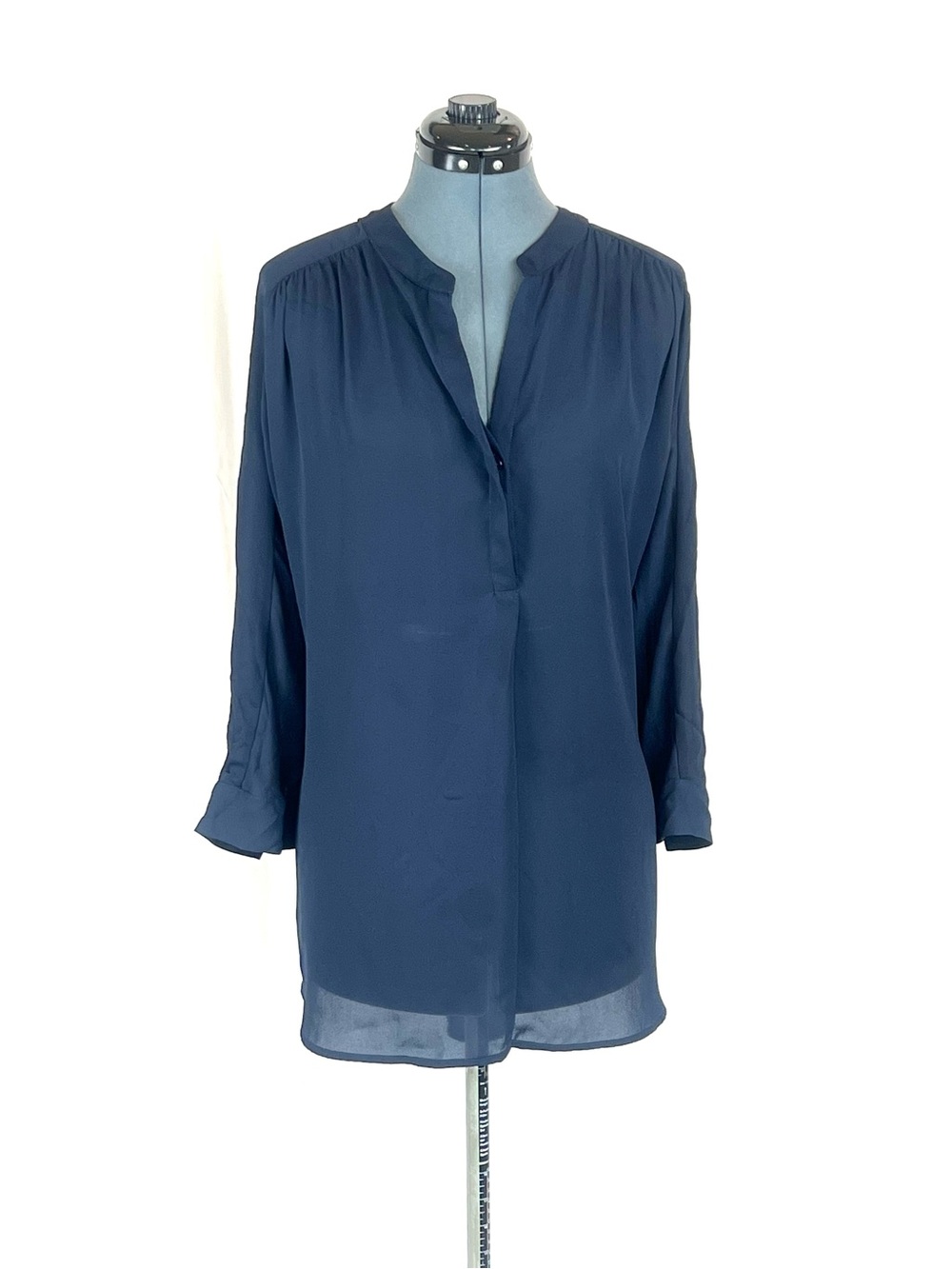 Lane Bryant Navy Split Neck Tunic Blouse Roll Tab Sleeve Career Top 22/24 18